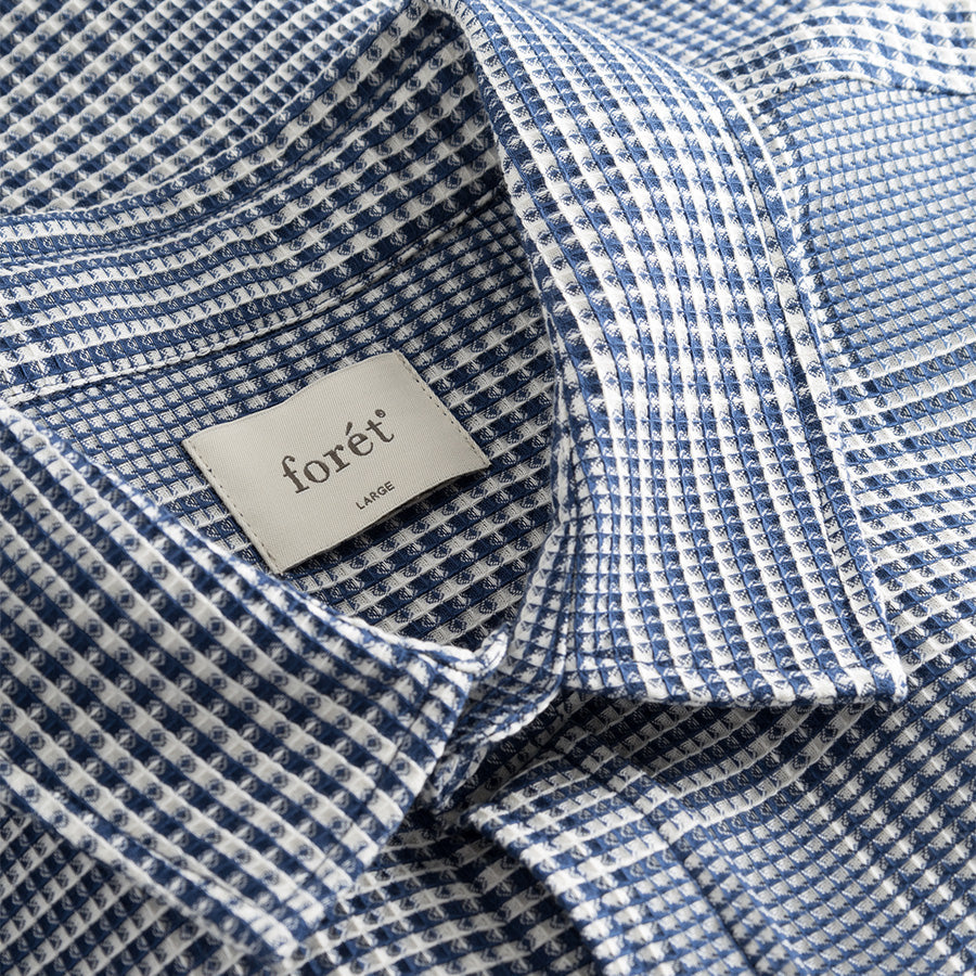 Gentle 3D Check Shirt - Navy