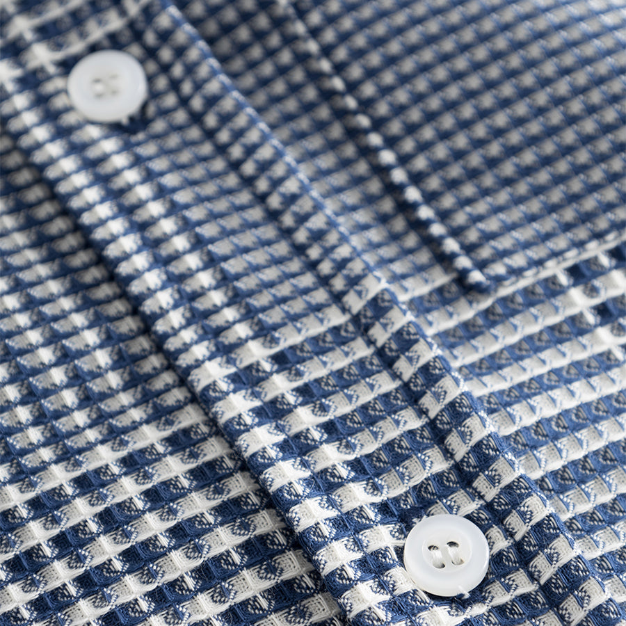 Gentle 3D Check Shirt - Navy