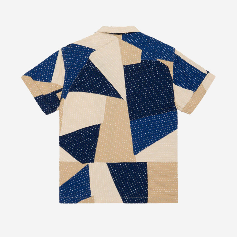 20 Year Patchwork Kantha Vacation Shirt - Indigo/Tan