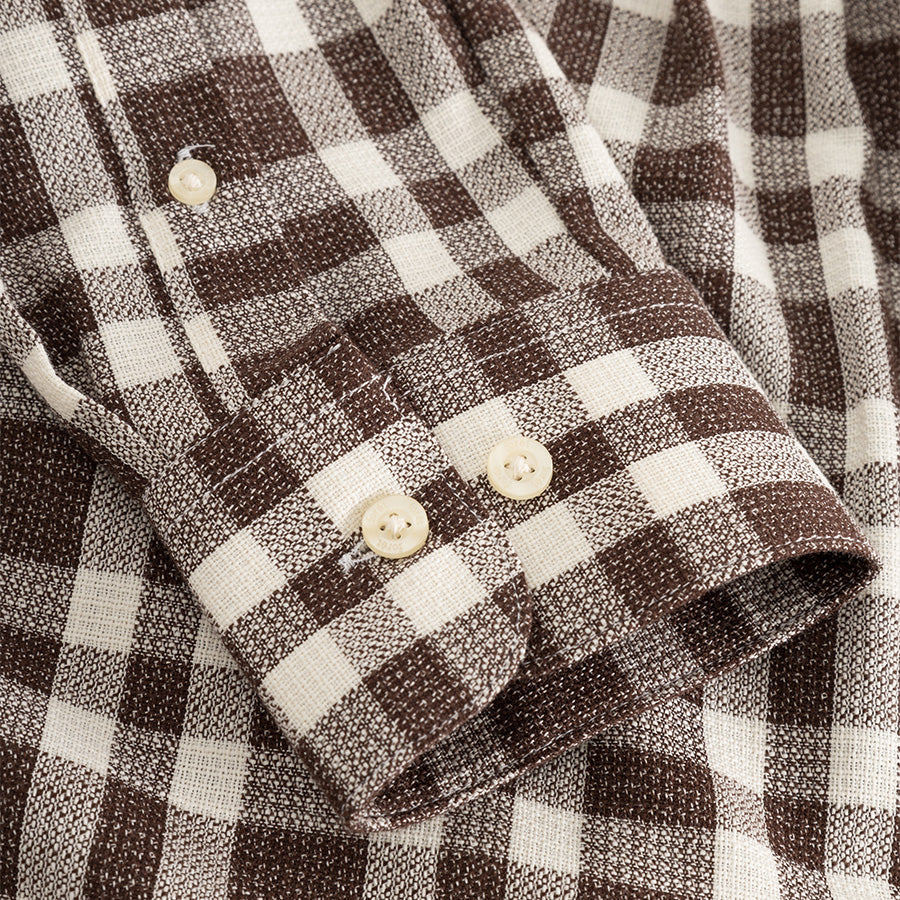 Drift Bouclé Check Shirt - Deep Brown
