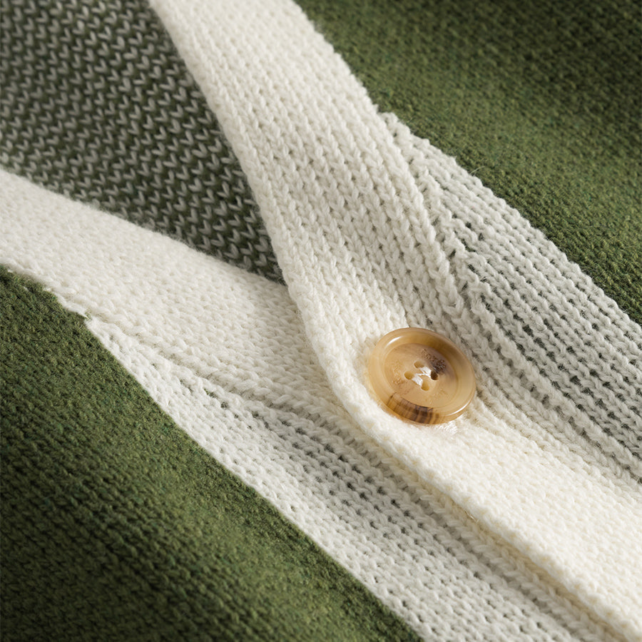 Sprout Wool Cashmere Stripe Cardigan - Cloud/Willow Green