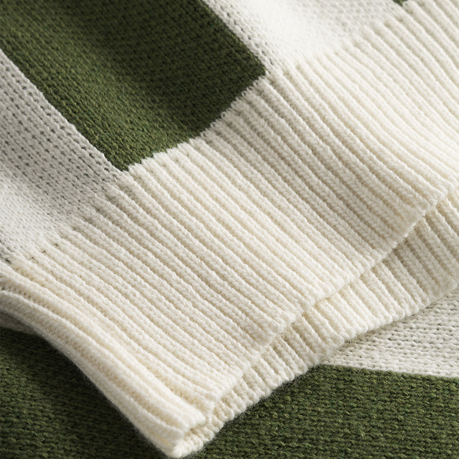 Sprout Wool Cashmere Stripe Cardigan - Cloud/Willow Green
