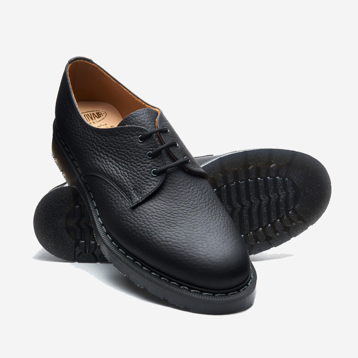 3 Eye Gibson Derby Shoe - Black Greasy Grain