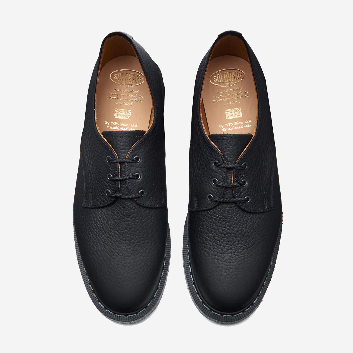 3 Eye Gibson Derby Shoe - Black Greasy Grain
