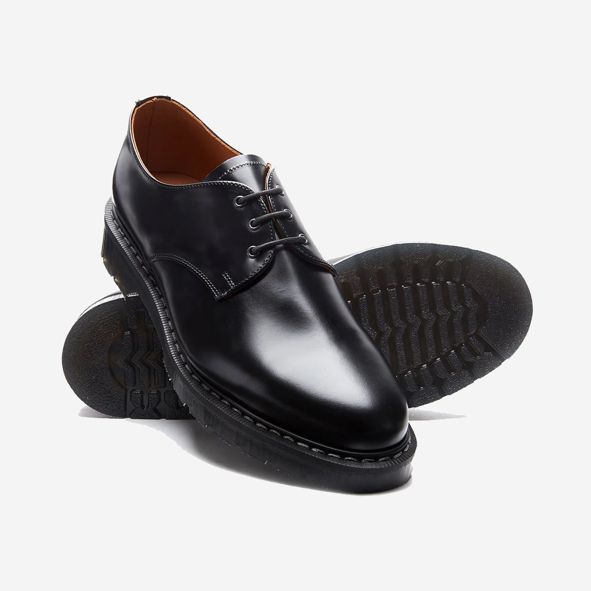 3 Eye Gibson Derby Shoe - Black Hi-Shine