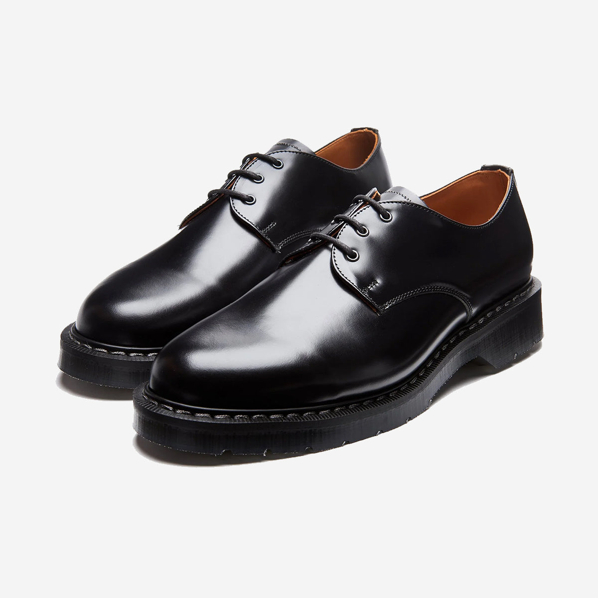 3 Eye Gibson Derby Shoe - Black Hi-Shine