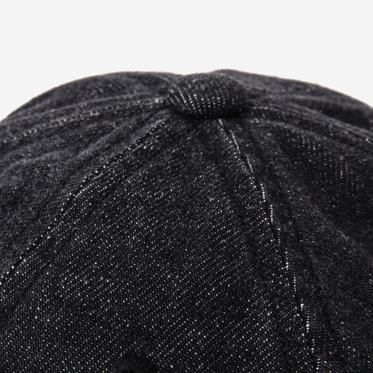 6-Panel Washed Denim Cap - Black