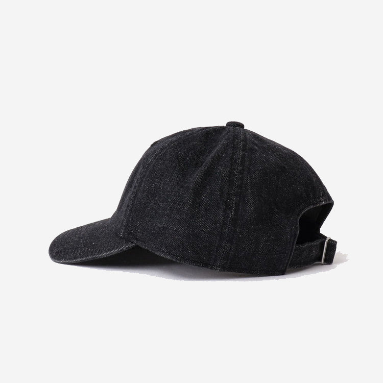 6-Panel Washed Denim Cap - Black