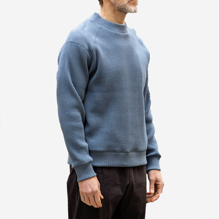 Big Waffle Mid-Neck Sweater - Biscuit