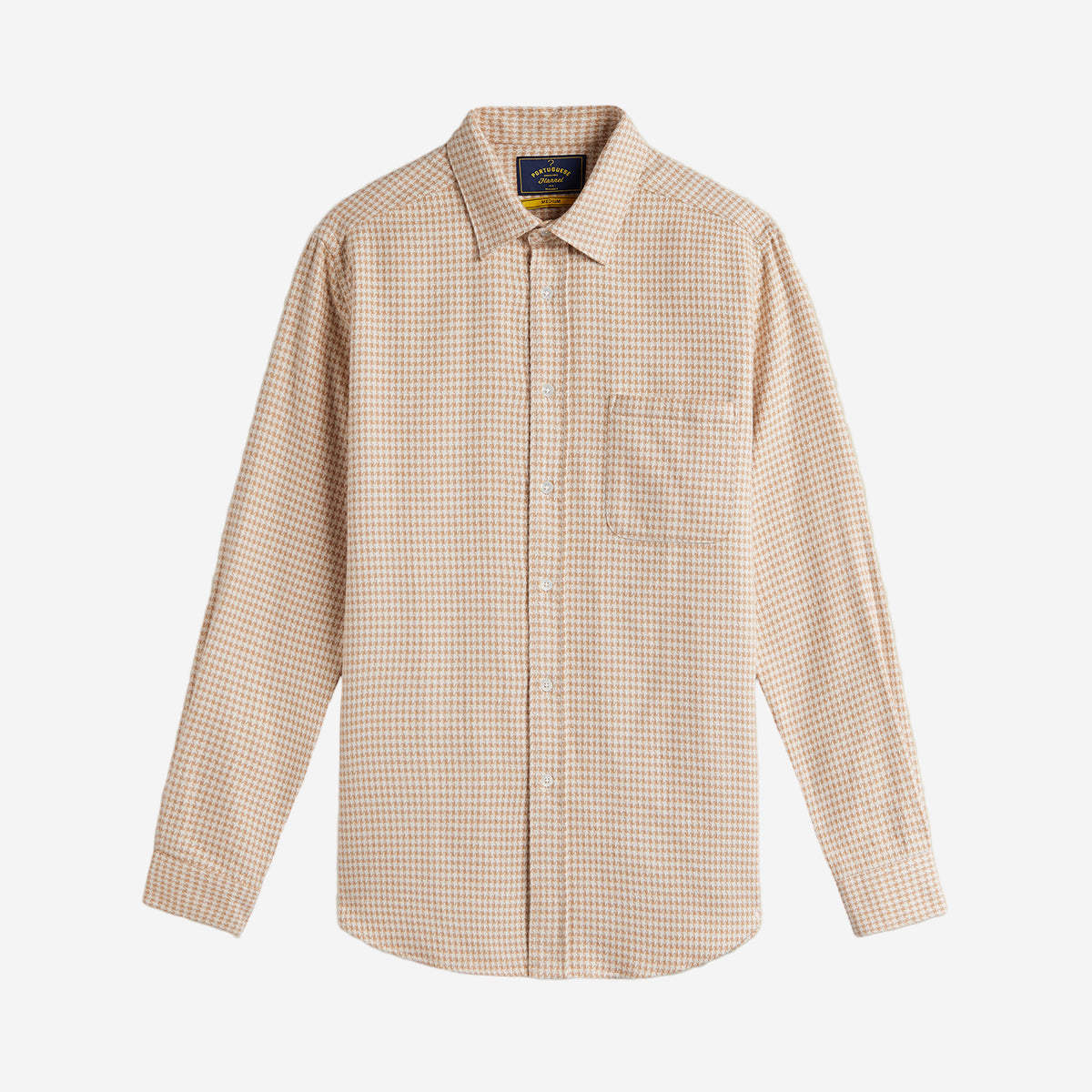Abstract Houndstooth Flannel Shirt - Cream