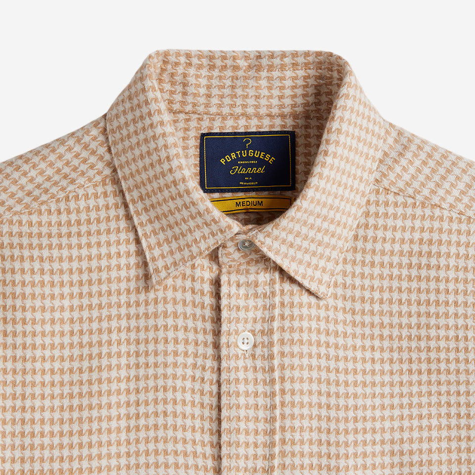 Abstract Houndstooth Flannel Shirt - Cream