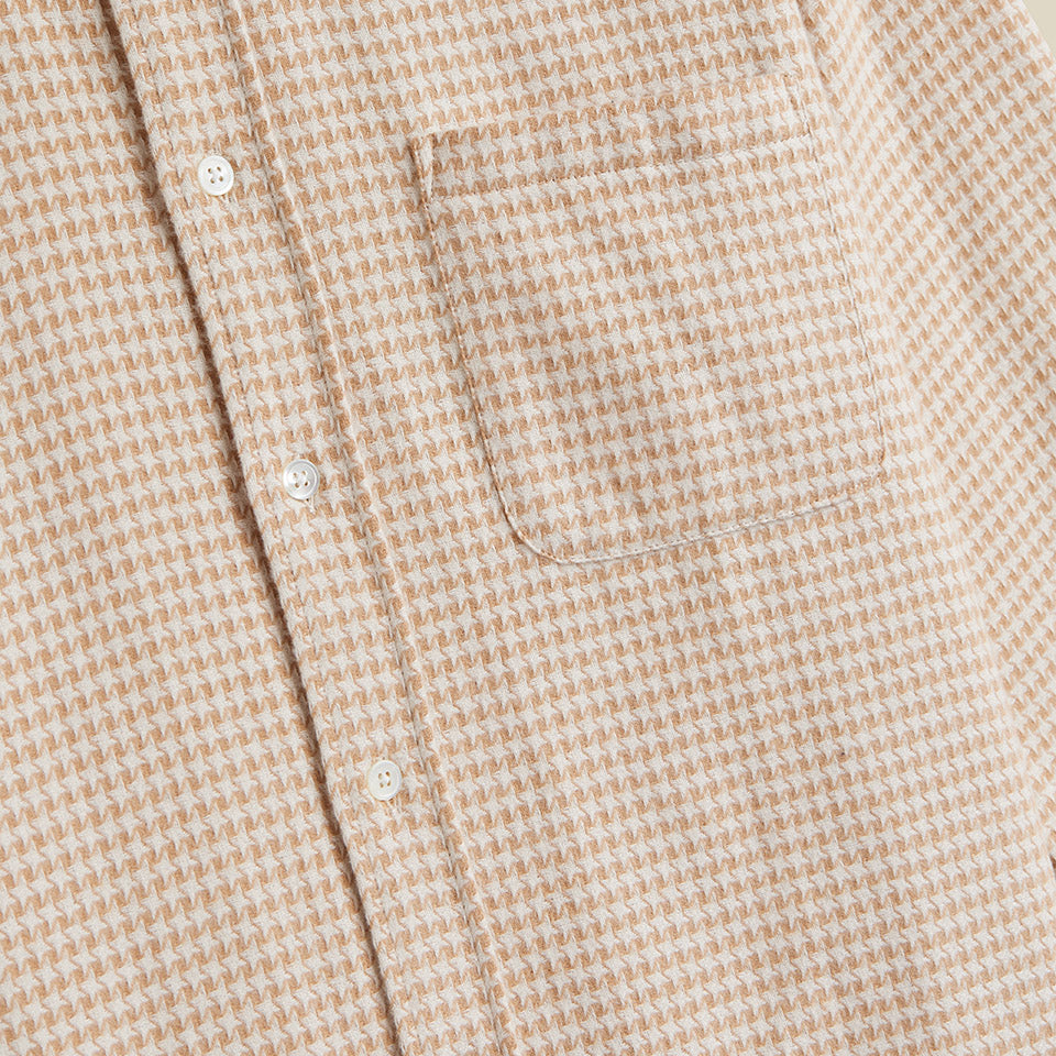 Abstract Houndstooth Flannel Shirt - Cream