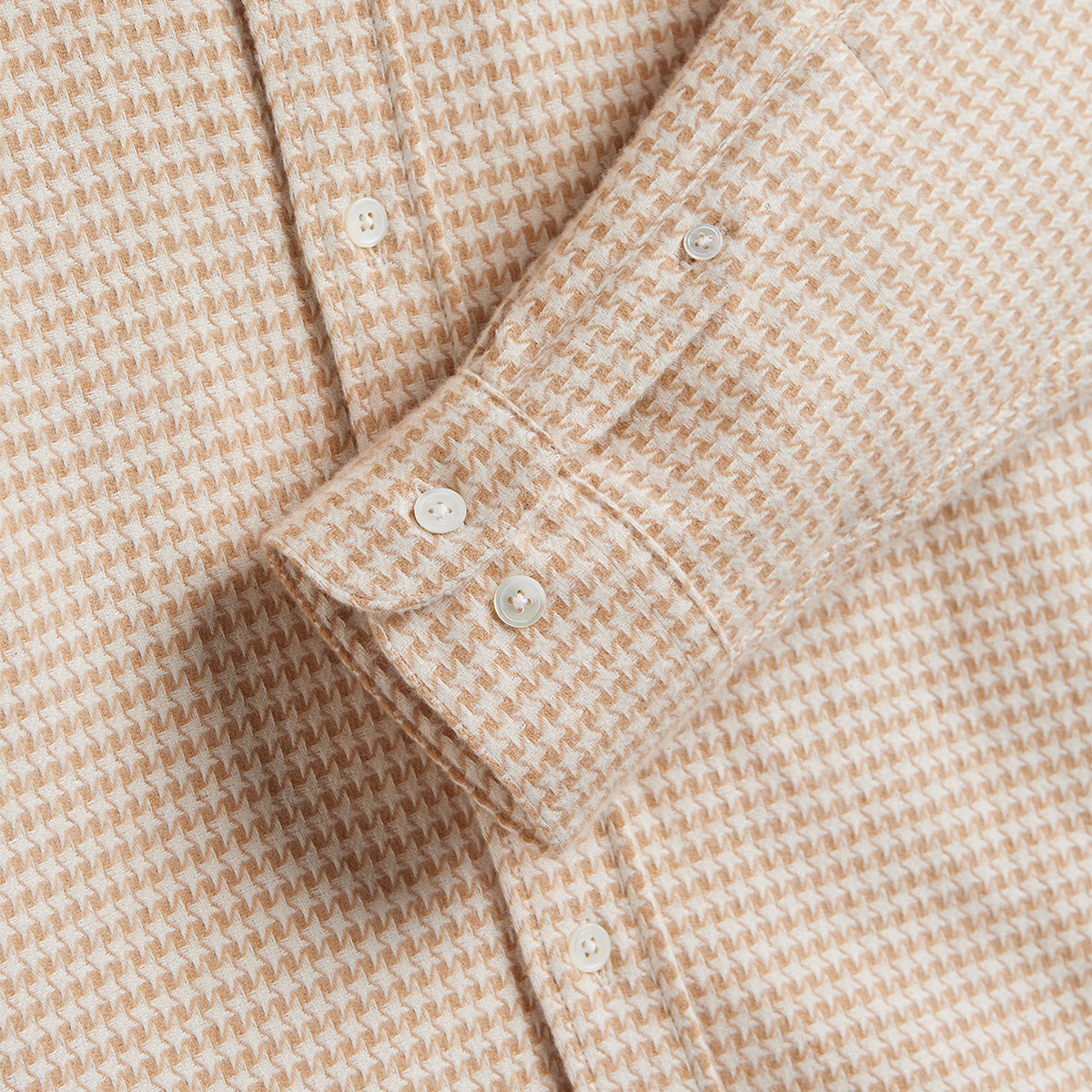 Abstract Houndstooth Flannel Shirt - Cream