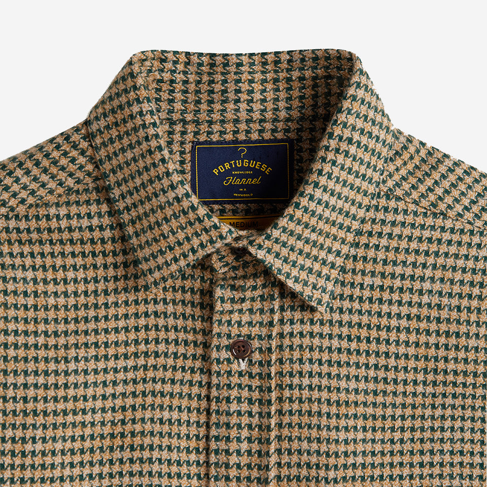 Abstract Houndstooth Flannel Shirt - Green