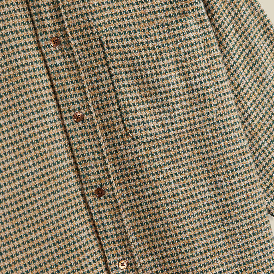 Abstract Houndstooth Flannel Shirt - Green