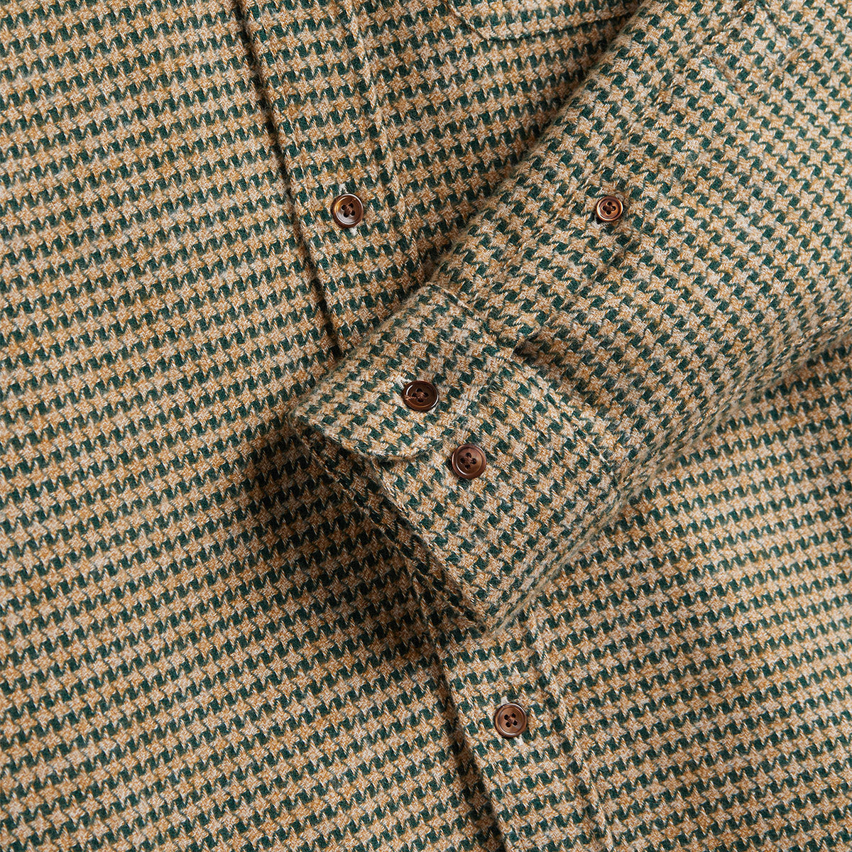 Abstract Houndstooth Flannel Shirt - Green