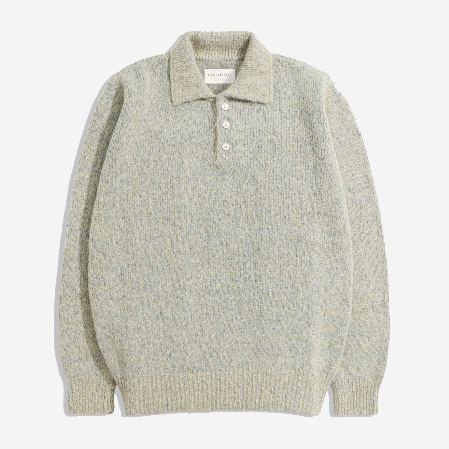 Kier Wool L/S Knitted Polo - Stone Fleck