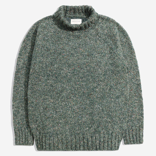 Bayer Roll Neck Wool Sweater - Green/Multi Fleck