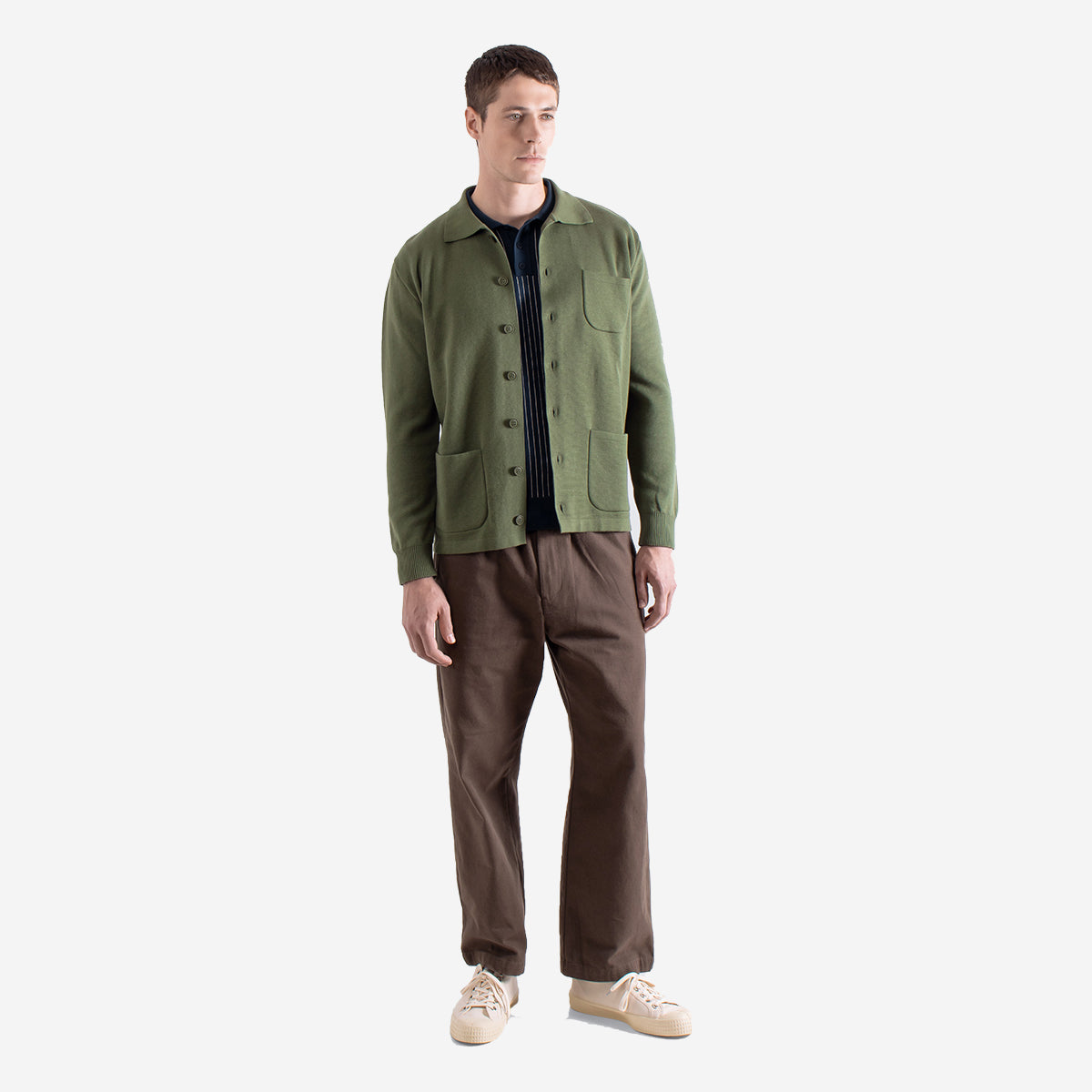 Station Organic Cotton Cardigan - Green