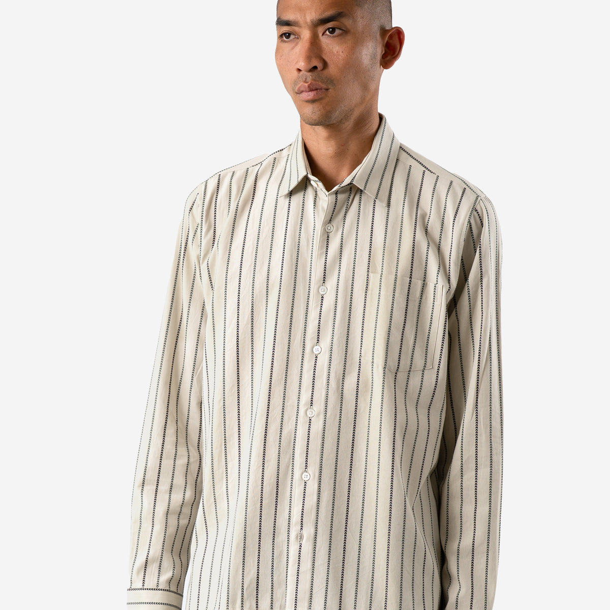 Pennon Dobby Stripe Shirt - Stone Grey