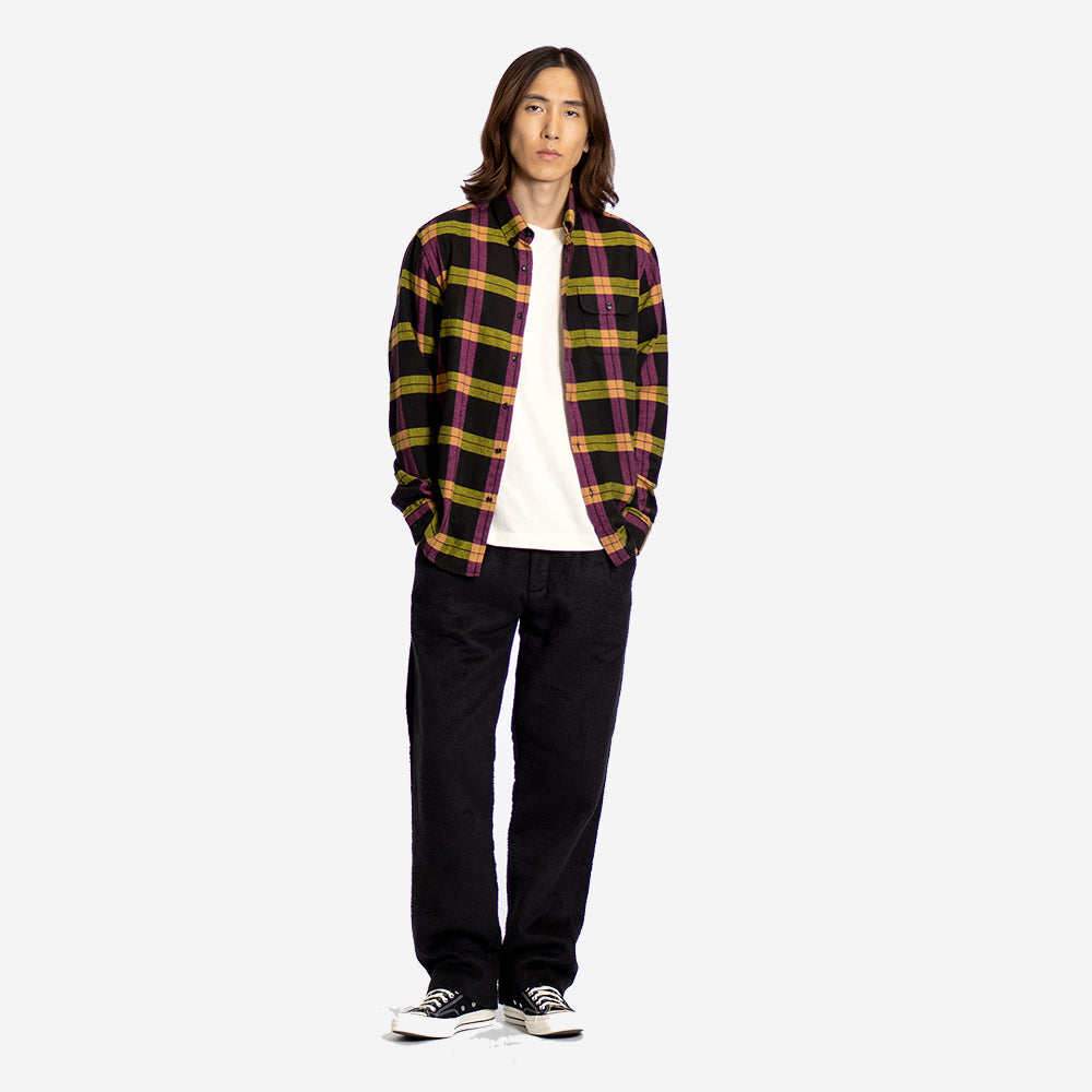 Larry L/S Check Shirt - Meteorite Black/Magenta Haze
