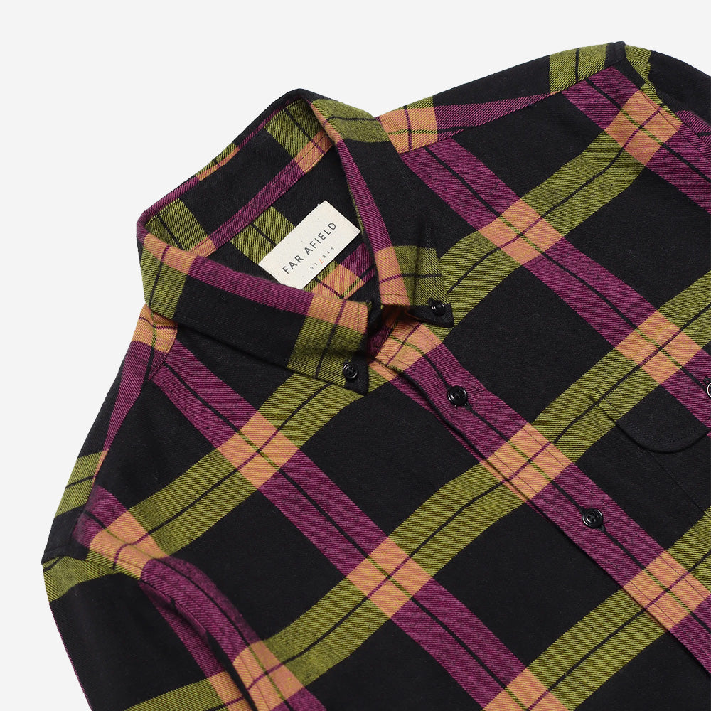 Larry L/S Check Shirt - Meteorite Black/Magenta Haze