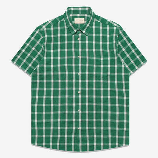 Classic Seersucker Check S/S Shirt - Frosty Green