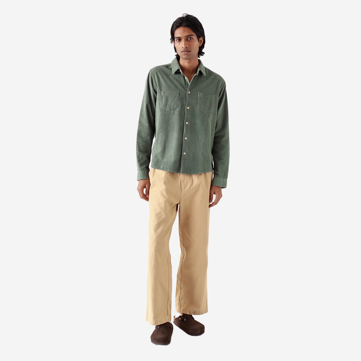 Classic Two Pocket Corduroy Shirt - Forest Green