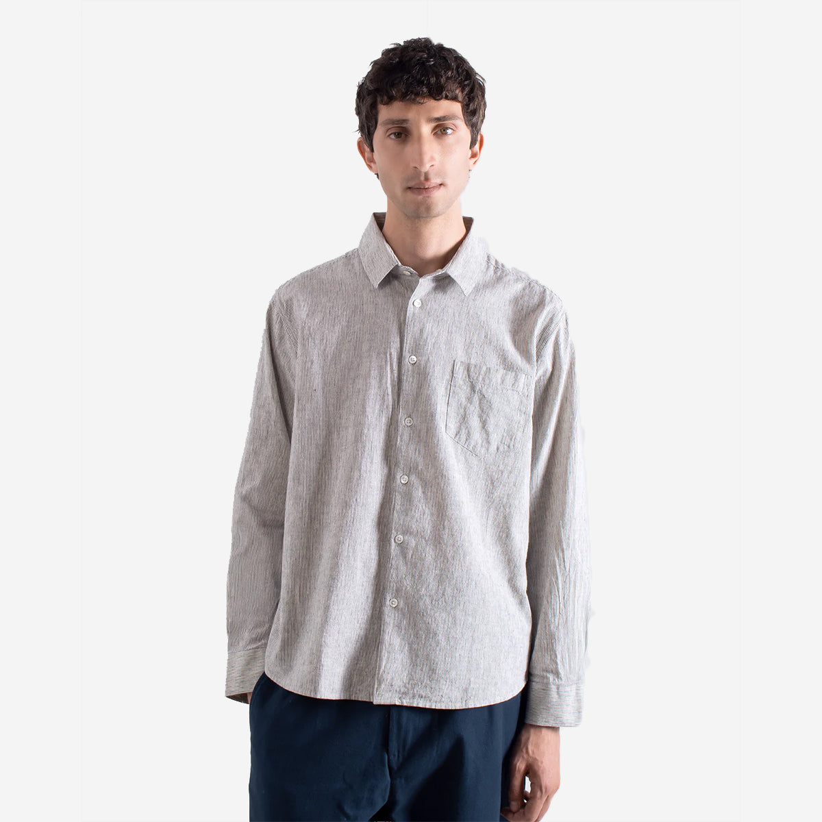 Day Yarn Dyed Stripe Shirt - Stone/Navy