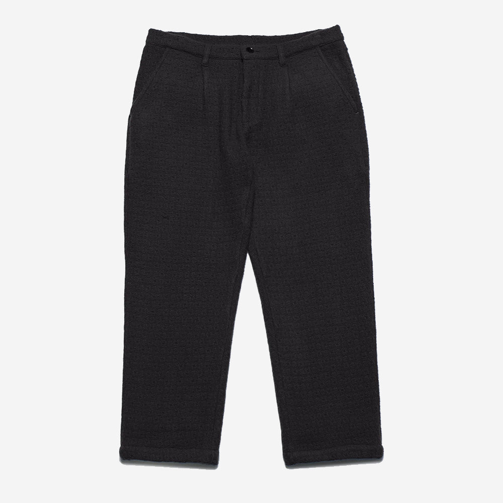 Ryder Trouser - Textured Wool Jacquard - Meteorite Black