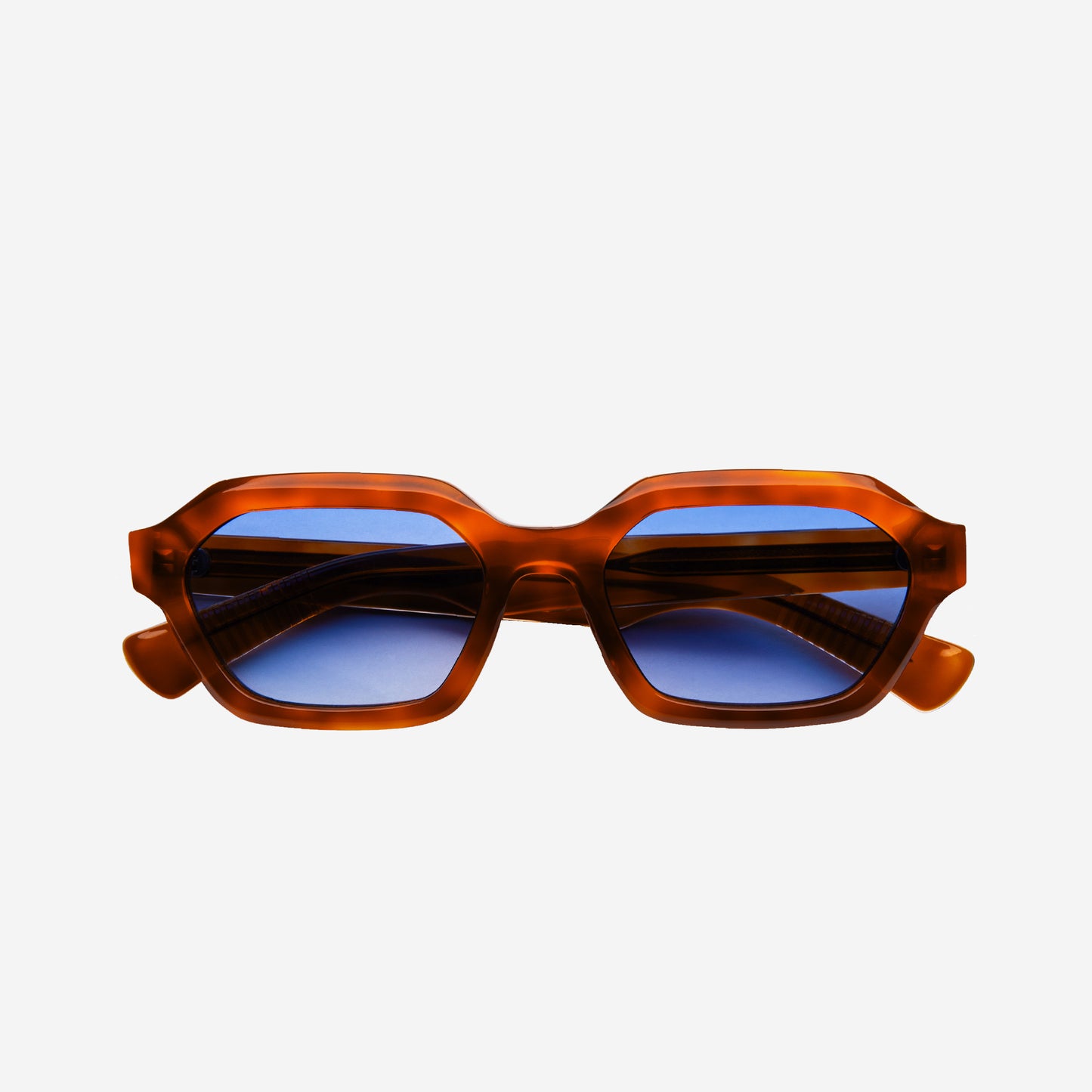 ANTHONY Hex Rectangle Sunglasses - Havana/Gradient Blue Reveal