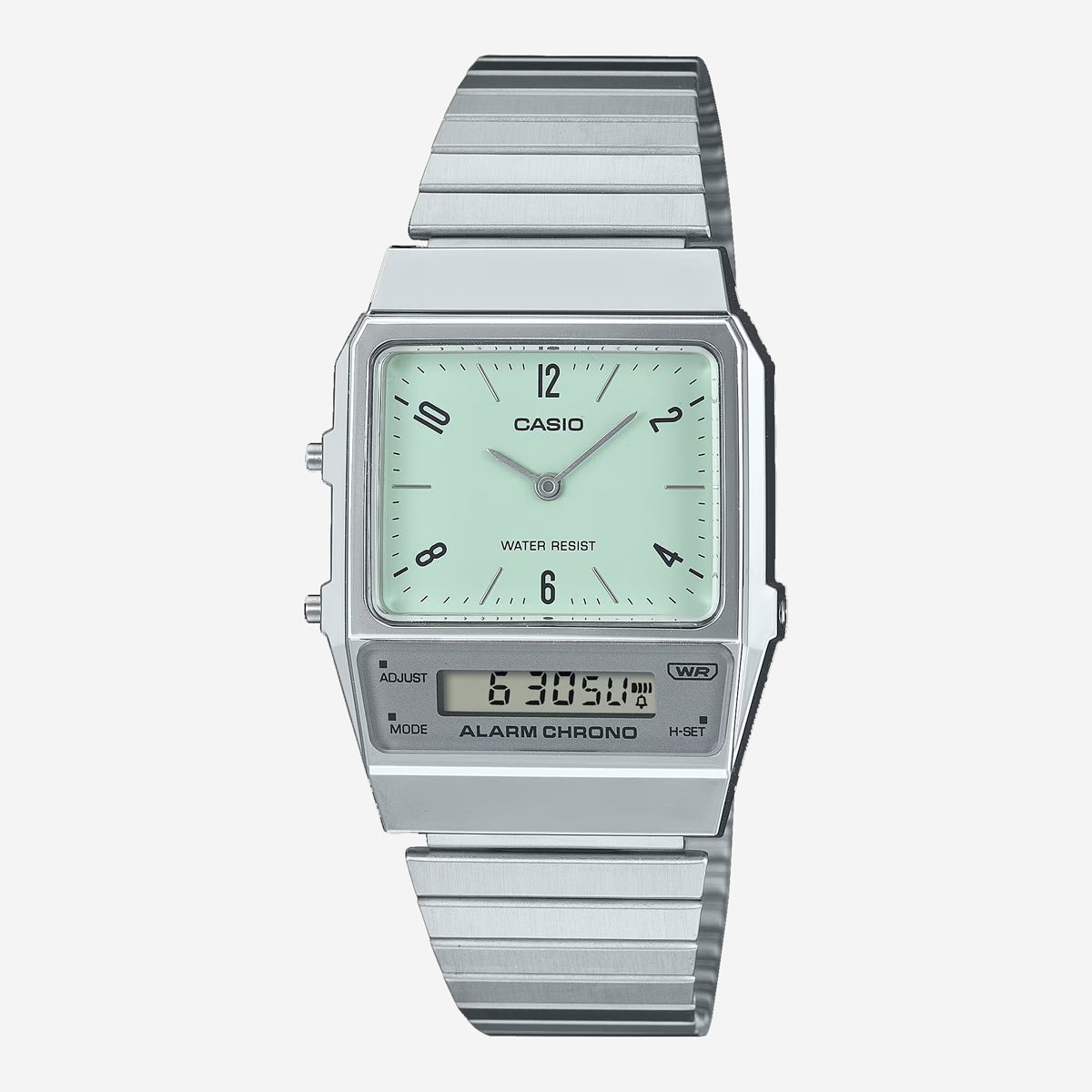 AQ-800E-3A CASIO Vintage Watch - Stainless/Light Aqua