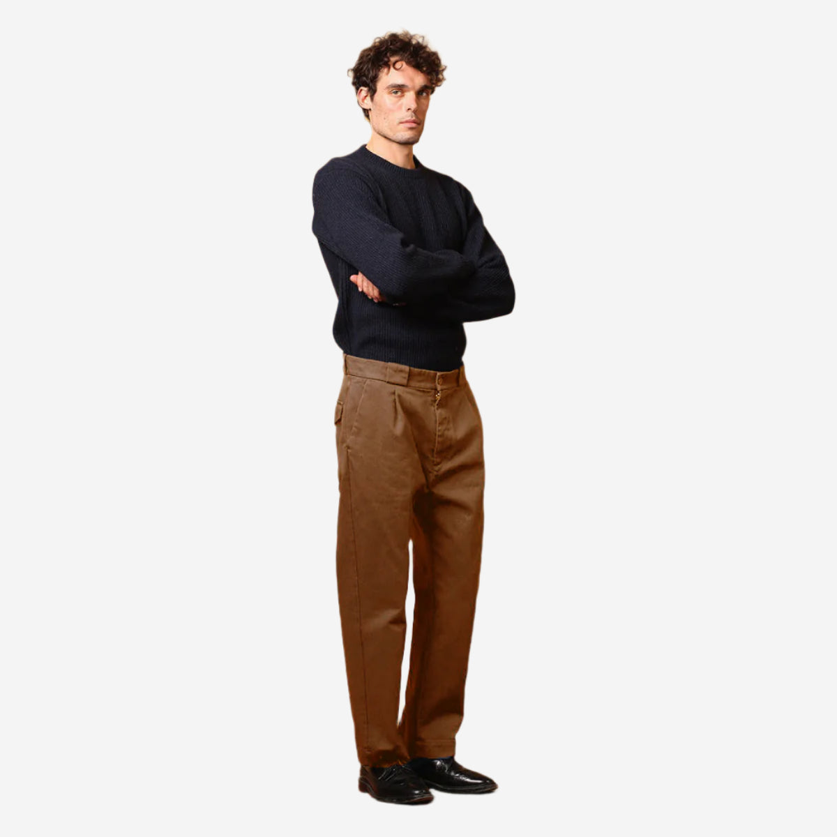 Amarillo One Pleat Washed Twill Pant - Khaki