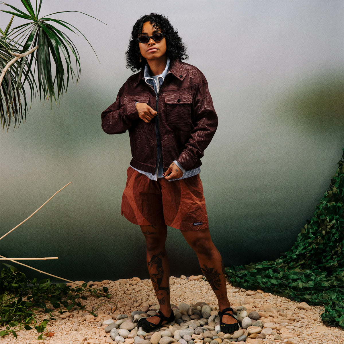 Equis Nylon Ripstop Shorts - Pomegranate/Ruby