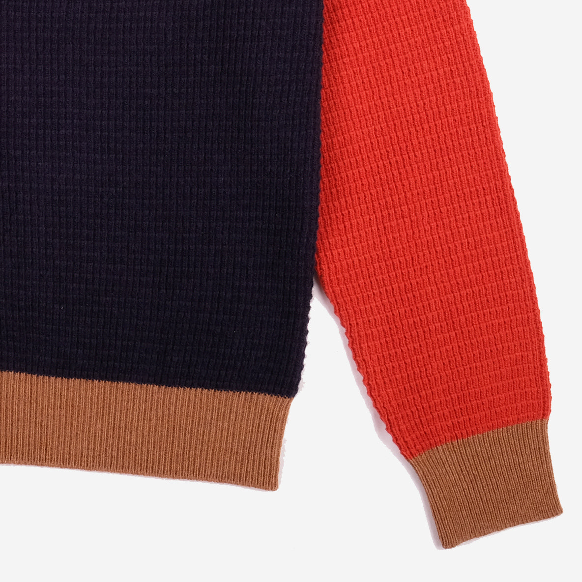 Ascott Waffle Merino Wool Cardigan - Navy Tricolore