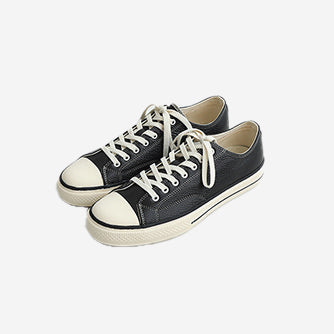 B-01 Leather Military Low Sneakers - Black