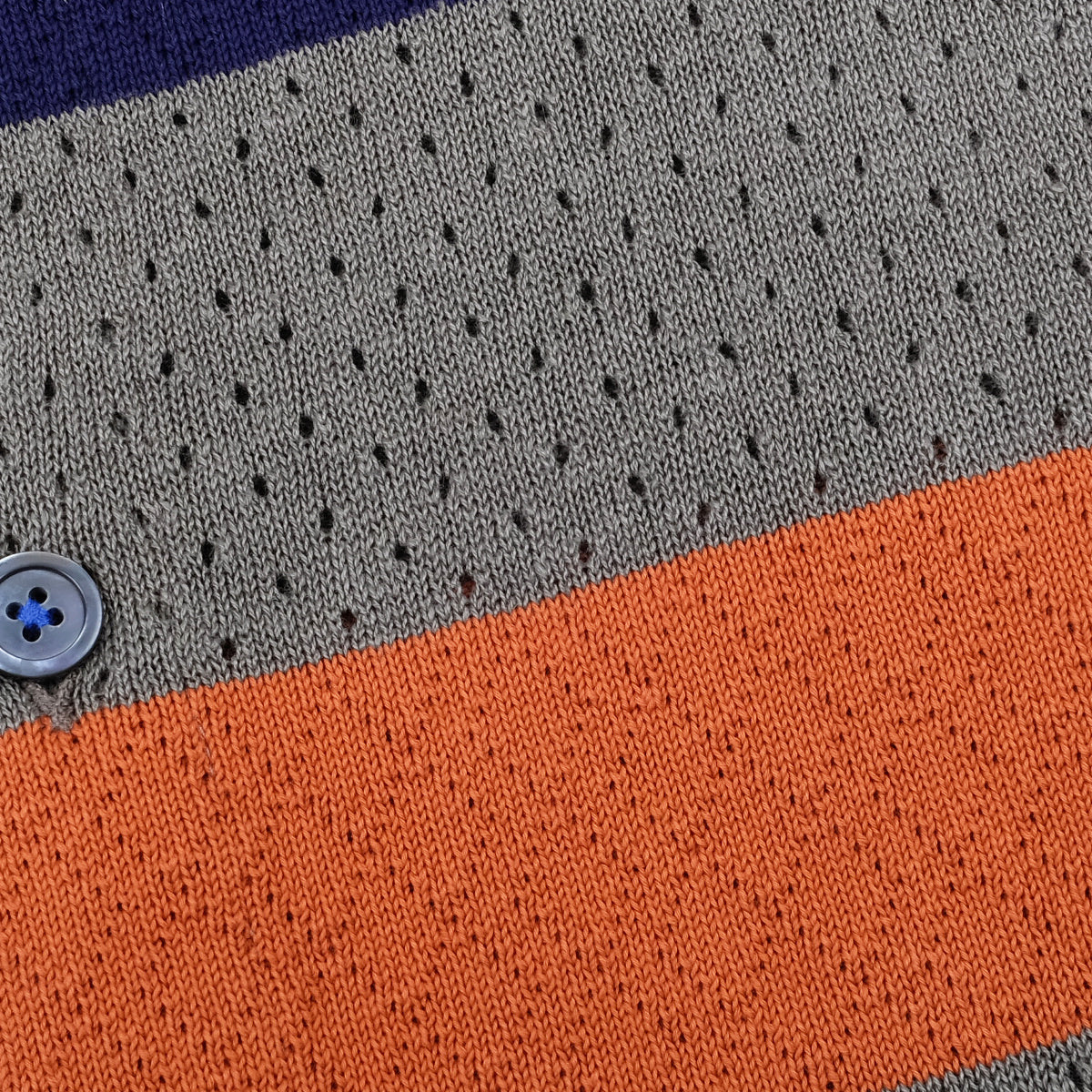 Bergman Punched Stripes S/S Knit Shirt - Olive/Orange