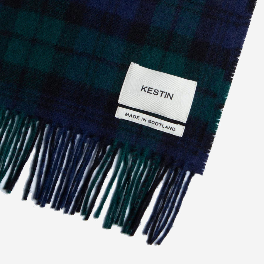 Lambswool Tartan Blackwatch Scarf - Navy/Green