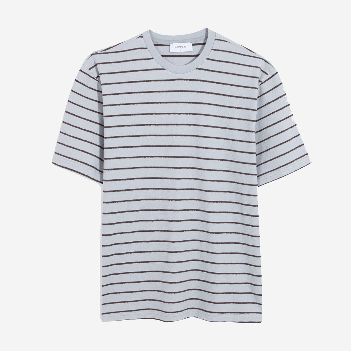 Terry Staple Stripe T-Shirt - Pearl Blue/Charcoal