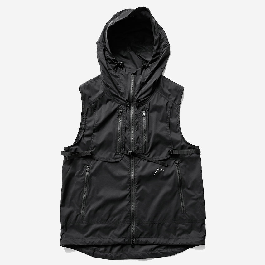 Buckle Wind Hooded Vest - Black