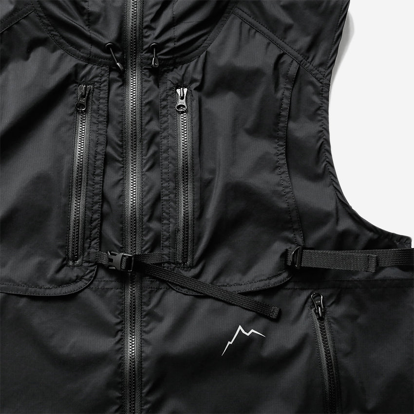 Buckle Wind Hooded Vest - Black