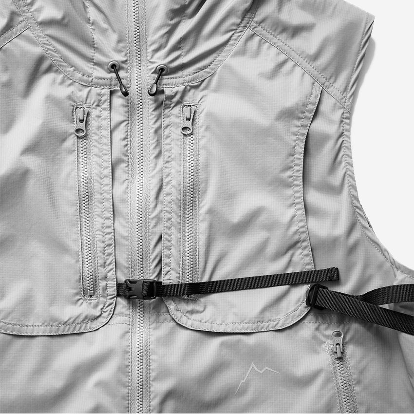 Buckle Wind Hooded Vest - Grey