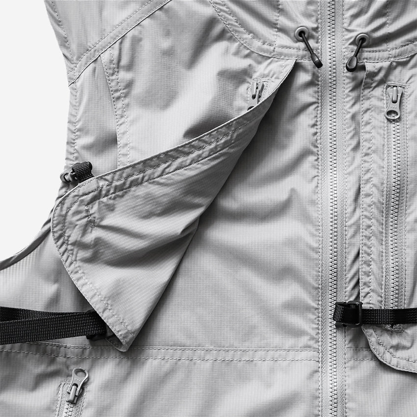 Buckle Wind Hooded Vest - Grey