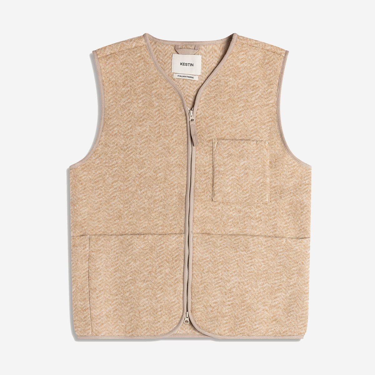 Bute Herringbone Wool Vest - Oat