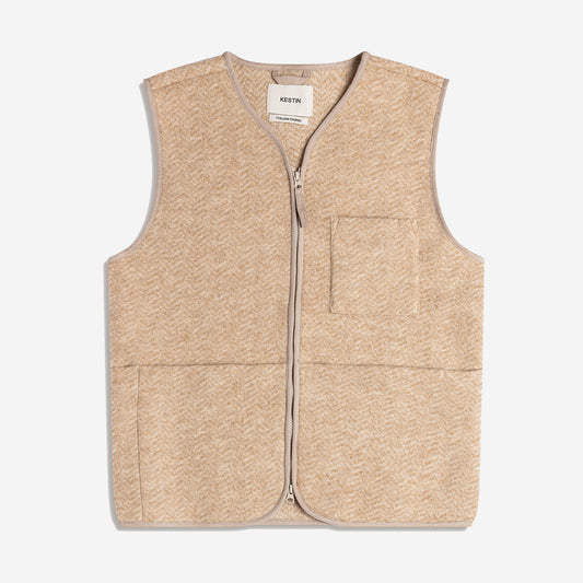 Bute Herringbone Wool Vest - Oat