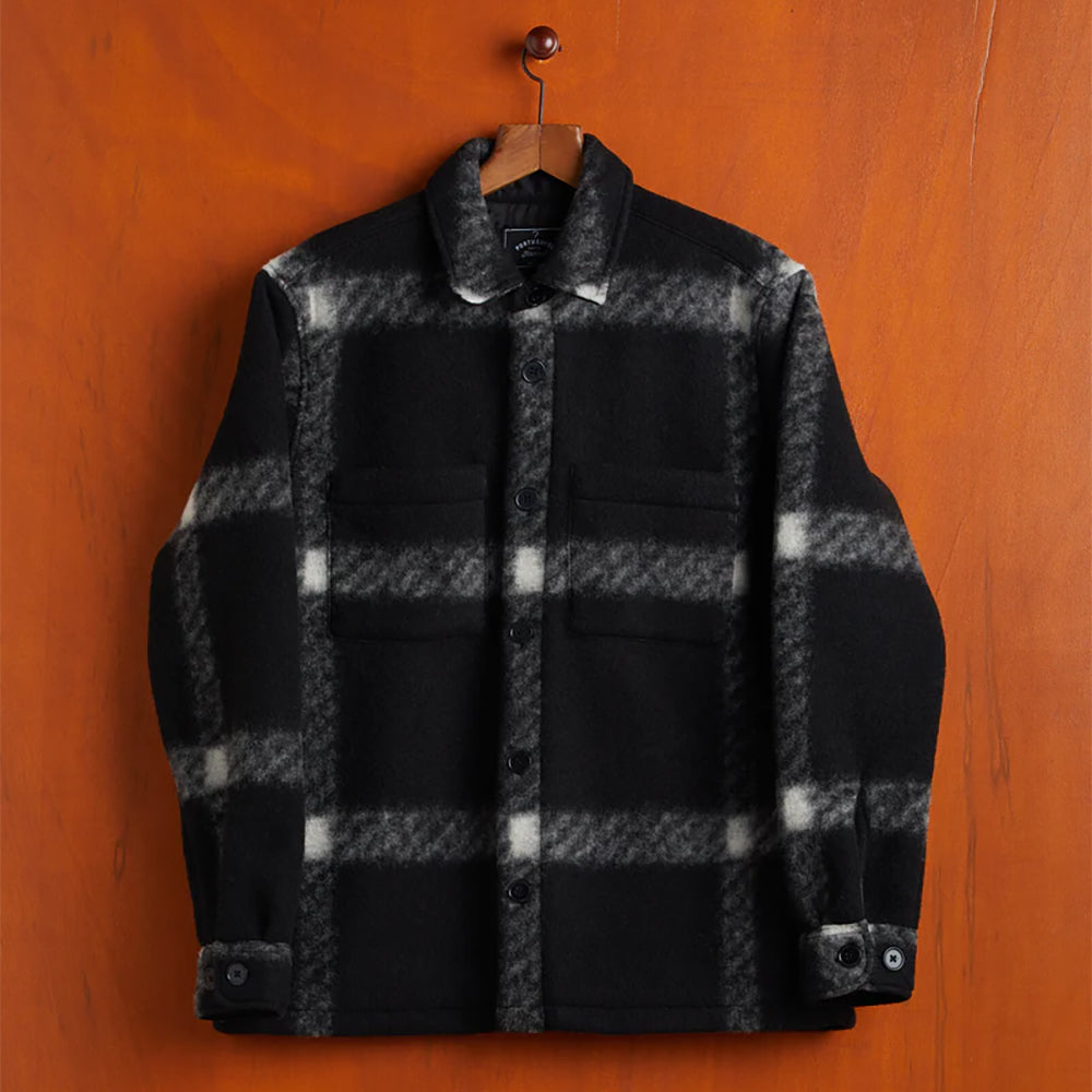 Big Plaid Wool Fleece Overshirt - Black
