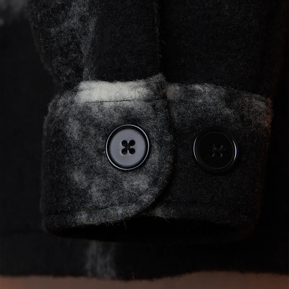 Big Plaid Wool Fleece Overshirt - Black