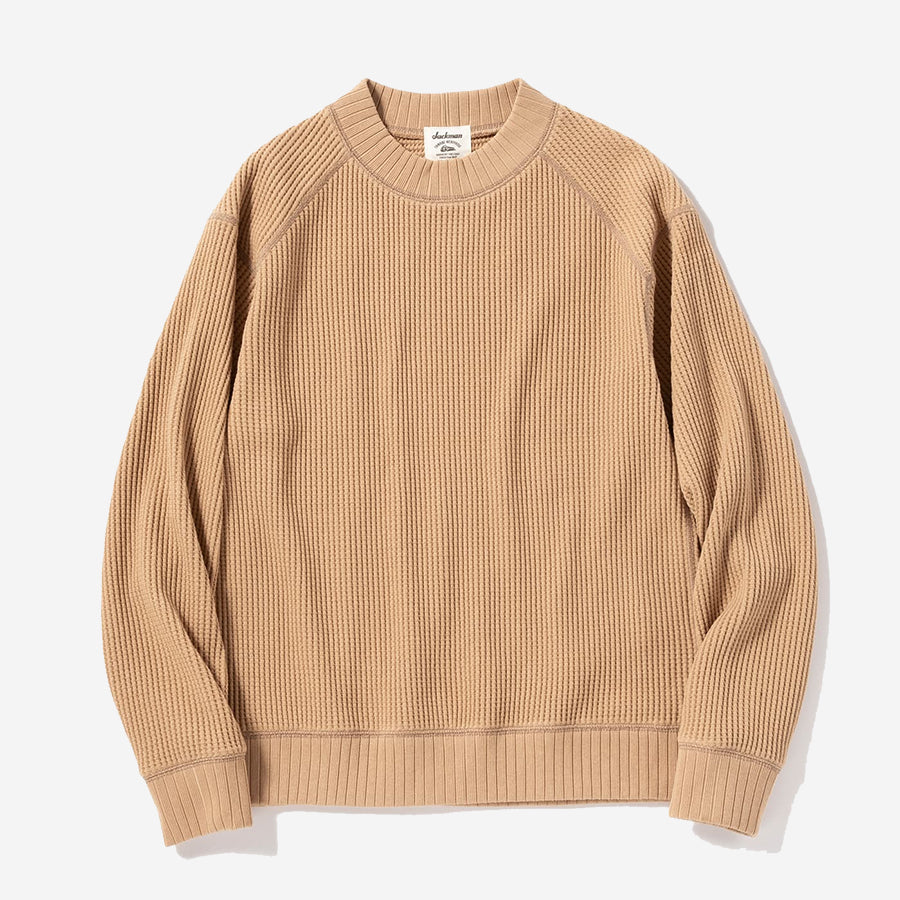 Jackman - Big Waffle Mid-Neck Sweater - Biscuit – Muddy George