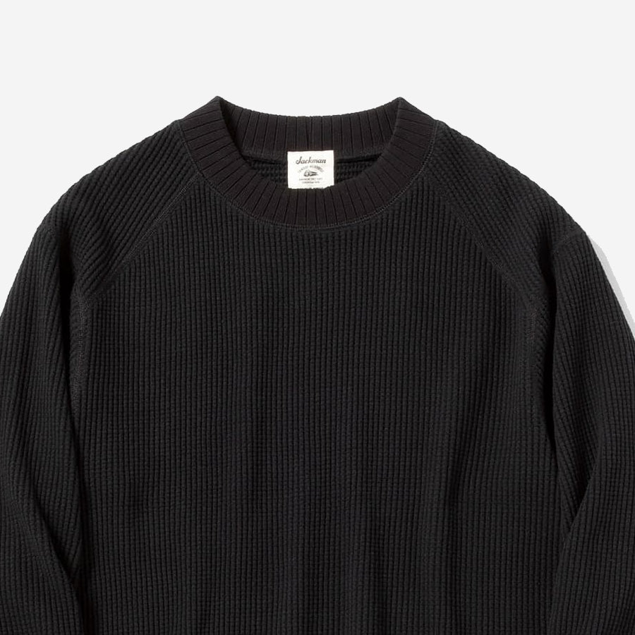 Big Waffle Mid-Neck Sweater - Black