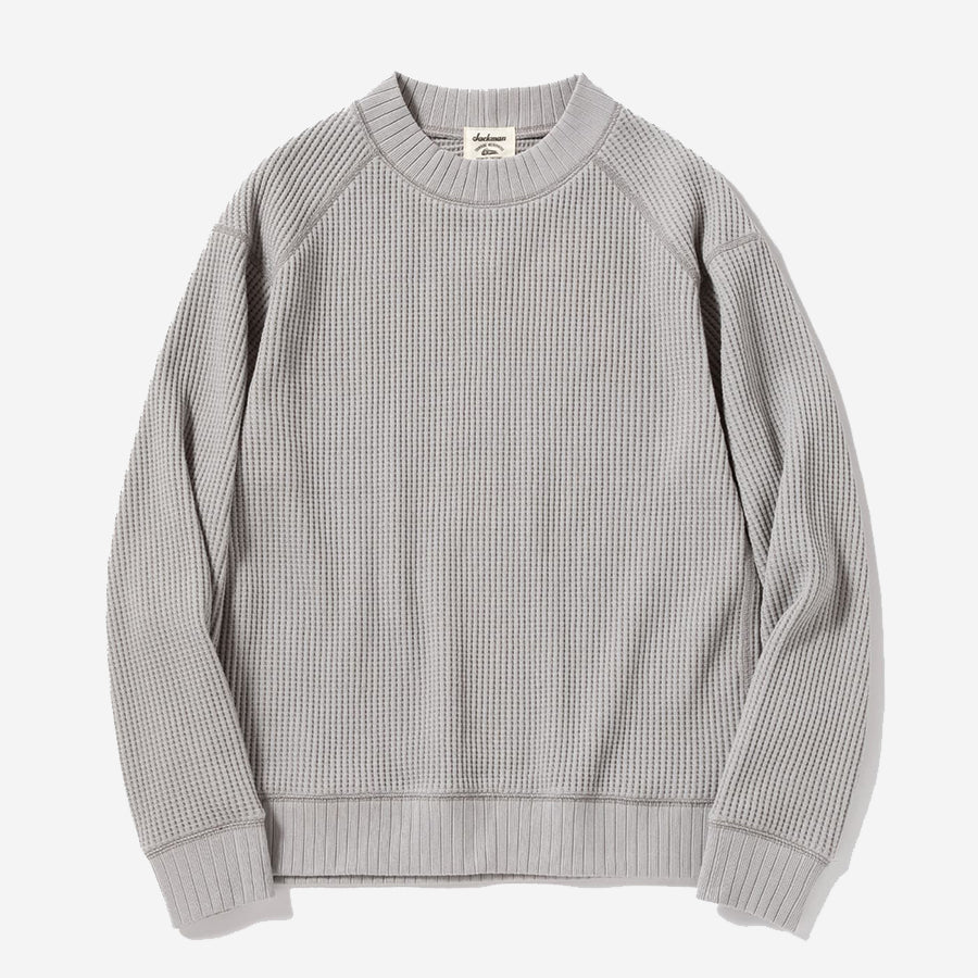 Big Waffle Mid-Neck Sweater - Concrete Grey